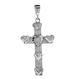 【送料無料】ネックレス　グラムクロスハートペンダント105 grammes argent sterling croix avec cur grand pendentif 41 mm x 63 mm