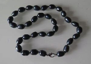 �y���������z�l�b�N���X�@�N���b�v�o���b�N�i�`�������u���b�N�r�[�Ycollier perles baroques noires naturelles 46cm et perles 1210mm