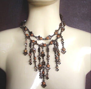 �y���������z�l�b�N���X�@�N�����v�y���_���gwg166 collier plastron a pendeloques metal emaille
