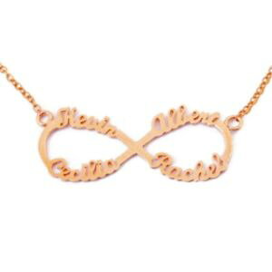 �y���������z�l�b�N���X�@�N�����v�s���N�S�[���h�|�[�`collier infini or rose 4 prnoms pochette cadeau lamp;d