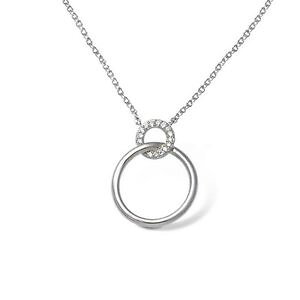 �y���������z�l�b�N���X�@�l�b�N���X�V���o�[�W���R�j�E�������O�C���^�[���[�Xcollier argent 925 zirconium double anneaux 15 et 7mm entrelacs