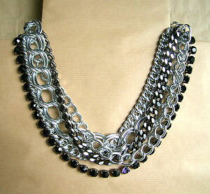 �y���������z�l�b�N���X�@�l�b�N���X�A���~�j�E��1326 collier cinq rangs aluminium et strass