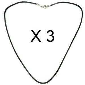 �y���������z�l�b�N���X�@�R�[�h�N�����v�o�b�`lot de 3 collier cordon noir 0,8mm coton huil brillant longueur 35 80 cm