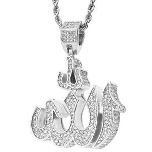 �y���������z�l�b�N���X�@���[�V���{���u�����Oiced out bling pendant religieux 3d allah symbole argent