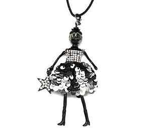 �y���������z�l�b�N���X�@�y���_���g�l�b�N���X�h���X�X�p���R�[��sp794d sautoir collier pendentif poupe articule robe strass et sequins ar