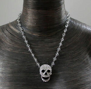 �y���������z�l�b�N���X�@�o�g���[�N���X�^���E�B���\���N���A�X�P���g���r�[�Y�N���b�vbutler et wilson 2 clear squelette en cristal court perl chapelet collier neuf