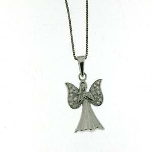 �y���������z�l�b�N���X�@�A���W�F���g�R���A���W���R���T���g�A���W�F��ciondolo angelo in vero argento 925 con ali zirconate bianche santo