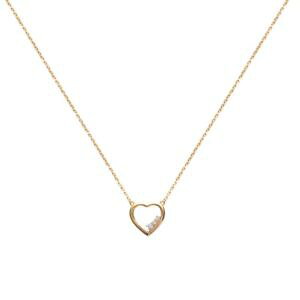 �y���������z�l�b�N���X�@�l�b�N���X���b�V���`�F�[���n�[�g�~��collier plaqu or chaine maille fort 08mm coeur 10mm zirconiums 1mm