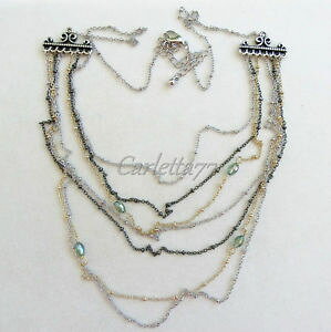 【送料無料】ネックレス オロビアンコアルジェントコンピコリヴェルディp collana multifilo placc oro giallo bianco argento con piccoli cristalli verdi