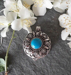 �y���������z�l�b�N���X�@�N���G�C�V�����{�b�N�X�V���o�[�^�[�R�C�Yagnes creations pendentif poison boite a secret en argent 925 amp; turquoise