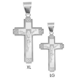 【送料無料】ネックレス　スターリングシルバークロスマットヘッドargent sterling hautement poli croix crucifix pendentif finition mat vius tte