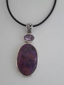 �y���������z�l�b�N���X�@�V���o�[�y���_���g�I���kagnes creations beau pendentif argent 925 orne amethyste amp; charoite