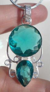 yzlbNX@ypendentif plaqu argent et quartz vert pen135