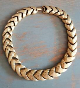 �y���������z�l�b�N���X�@�l�b�N���^�����X�N�����v�r���e�[�Wcollier imposant vintage en mtal dor ras de cou 42 cm longueur refv835