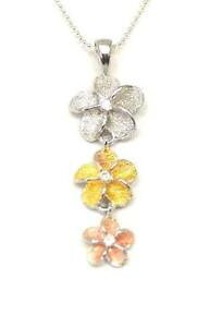 �y���������z�l�b�N���X�@�n���C�A���v�������A�~�f�B�A��argent tricolore 3 hawaen plumeria pendentif medium