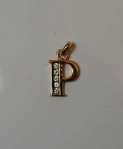 �y���������z�l�b�N���X�@�y���_���g�V���v���S�[���h���b�Lpendentif initiale simple lettre p en plaqu or serti de strass ide cadeaux