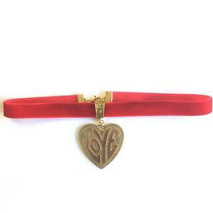 �y���������z�l�b�N���X�@�r���e�[�W�x���x�b�g�l�b�N���g�����}���`�b�Nvintage amour pendentif velours rouge ras du cou 70s romantique rtro