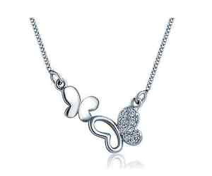 �y���������z�l�b�N���X�@�N���X�^�b���A���W�F���gcollana donna ciondolo coppia farfalla cristallo argento love amore idea regal