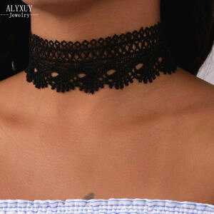 �y���������z�l�b�N���X�@�N�����v�t�@�u���b�Nas fr23727 tissu de bijoux en dentelle tattoo collier ras du cou pour les femme