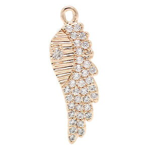 �y���������z�l�b�N���X�@�y���_���g�S�[���h�A�N�Z�T���s���N�E�B���O5 pendentifs breloque aile rose dor accessoire 25x8mm b29312