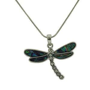 �y���������z�l�b�N���X�@�p�E�A�V�F���g���{�y���_���g�l�b�N���Xtoc naturel coquillage paua strass ensemble pendentif libellule collier 457cm