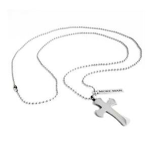 �y���������z�l�b�N���X�@�R��collana in acciaio pallinata moreman cl00176 con pendente croce gotica