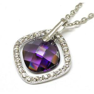 �y���������z�l�b�N���X�@�Z�b�g�n���Otoc violet et strass transparent ensemble carr accrocher pendentif sur 406cm