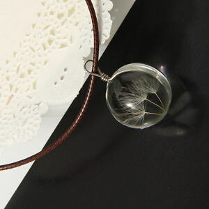 �y���������z�l�b�N���X�@�N���X�^���K���X�{�[���`�F�[��as fr24181 verre en cristal boule charme fleur sec femmes cuir chaines colliers