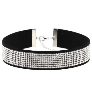 �y���������z�l�b�N���X�@�l�b�N���X���^���N�����vas fr25978 cuir noir strass collier ras du cou sautoirs femmes colliers metal
