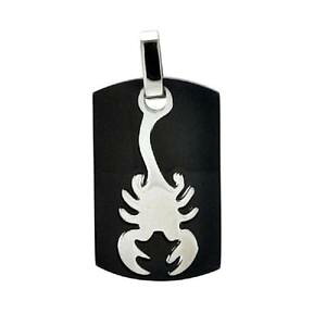 yzlbNX@XeXX`[p[{[`F[y_gacier inoxydable noir dog tag scorpion pendentif avec gratuit perle ball chain