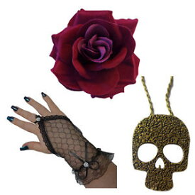 【送料無料】ネックレス　ゴシックデッドピンクヘッドロングネックレスjour de dead gothique rose rouge cuivre tte mort long collier gants