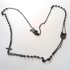 yzlbNX@UIcollana girocollo uomo donna rosario in acciaio nero 53 cm 103 h