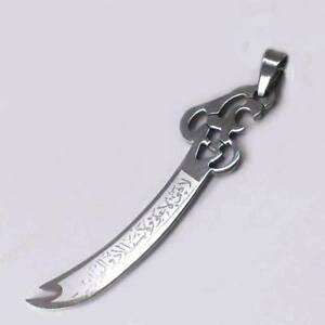 �y���������z�l�b�N���X�@�X�e�����X�X�`�[���A���C�X����pendentif acier inox dhu lfaqar zlfikar pe ali islam bijoux aleviten