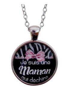 �y���������z�l�b�N���X�@�R���Acollier pendentif inscrit je suis une maman qui dchire