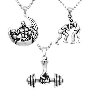 yzlbNX@XeXX`[_xtBbglXX|[c3 pices en acier inoxydable wrestling haltre pendentif sports fitness