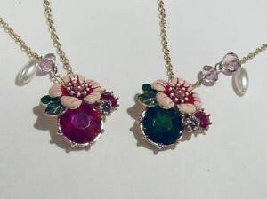 �y���������z�l�b�N���X�@�G�i�����l�b�N���X�`�F���[joli maill amp; strass collier cerise ou vert cg05278