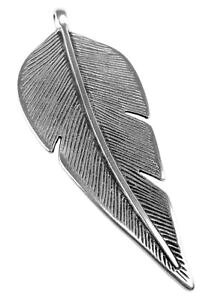 �y���������z�l�b�N���X�@�W���G���[�y���y���_���g�V���o�[minott bijoux pendentif plume laiton, argent avec apparence use 33013