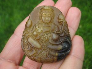 yzlbNX@JlNAnaturel agate cornaline kuan yin yin guan avalokitesvara pendentif amulette a10