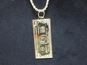 �y���������z�l�b�N���X�@�S�[���h�h���r�����[�v14kt or ep 100 dollar bill breloque longueur 51cm w61cm 25mm corde 1631