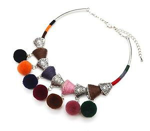 �y���������z�l�b�N���X�@�l�b�N���Xcc1488e collier plastron pices mtal vieilli argent avec fils et pompons