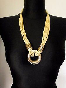 �y���������z�l�b�N���X�@�G�N���������Ocollier cru avec anneaux mtalliques c113