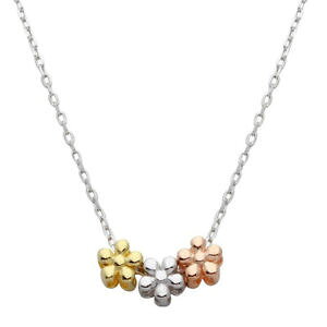 �y���������z�l�b�N���X�@�X�^�[�����O�V���o�[�g�[���t�����[�N���b�vfemmes en argent sterling 925 3 tons breloques fleur 406cmadjustable collier