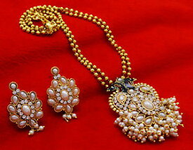 【送料無料】ネックレス　デザインピーコックパールペンダントネックレスイヤリングpaon design pendentif perle plaqu or collier bijoux boucles d’oreilles femmes