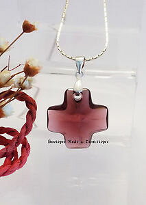 yzlbNX@fNXXtXL[NX^pendentif seul modle croix cristal swarovski et argent 9251000e * neuf *