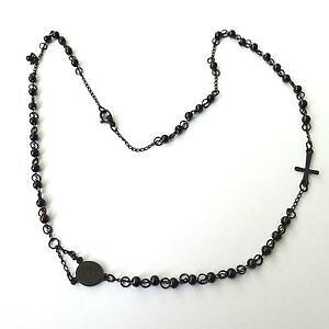 yzlbNX@UIcollana girocollo uomo donna rosario in acciaio nero 53 cm palline 4 mm 114 n