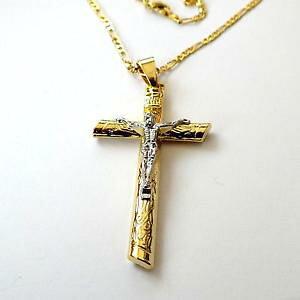yzlbNX@hiAWFgRcollana uomo donna 54 cm c oro e argento croce classica con cristo 8 b