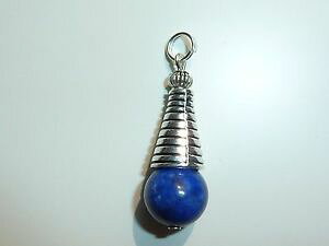 �y���������z�l�b�N���X�@���s�X���Y��pendentif lapis lazuli 12cm et argent tibetain 3,8 cm