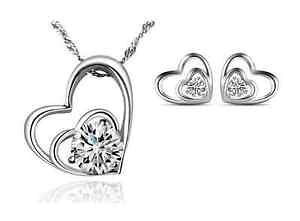 yzlbNX@hiNI[WRI[igZbgcollana donna cuore doppio orecchini cristallo zircon swarovsk coppia parure set