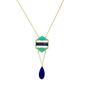yzlbNX@OlbNXhbvgcollier long pendantif dor goutte bleu vert geometrique simple retro ddz2