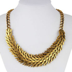 �y���������z�l�b�N���X�@�N�����v�l�b�N�A�[�X�V�[�g** collier plastron, ras du cou motif feuilles, mtal dor**